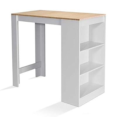 IDMarket - Table de Bar Barth 2 à 4 Personnes Bois Blanc et Imitation hêtre
