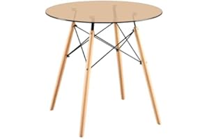 FURNITABLE Tavolo da pranzo rotondo in vetro, 80 cm, piccolo tavolo da cucina, tavolo da pranzo utilizzabile come tavolo da giardino, tavolo da conferenza; colore vetro smerigliato