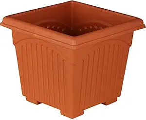 Abasr 8 Inch Plastic Square Planter Pack of 3 - Brown