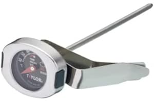 Taylor - Thermomètre Alimentaire à Lait en Acier Inoxydable, Thermomètre de Cuisine pour Cafés et Boissons Chaudes, Argent/Noir