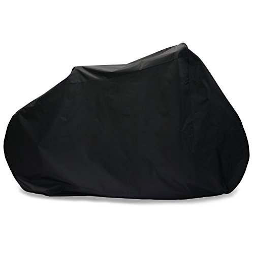 Premium Aveljo Fahrradschutzhülle Pro Schwarz – hochwertige Fahrradabdeckung aus doppeltbeschichtetem Gewebe – inklusive Beutel – perfektes Fahrradzubehör für den Radfahrer von heute – passend für Fahrräder bis 28 Zoll