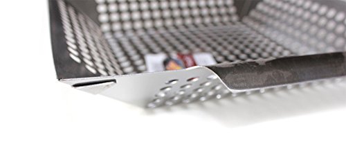 Santos Grillwok rechteckig breit rostfreier Edelstahl – Maße 30,5 x 30,5 x 5,7 cm – Grillkorb, Gemüsekorb, Grillschale - 3