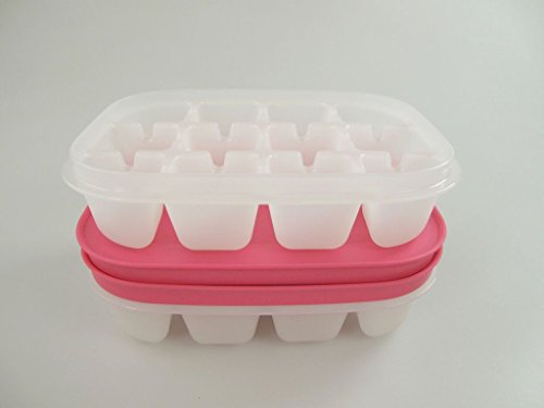 TUPPERWARE Eiswürfler Gefrier-Behälter mini Eiswürfel Eis mit rosa Deckel (2) 11287 - 2