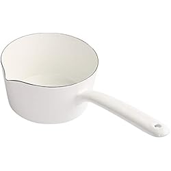 SODIAL 1,3 L Style Japonais CéRamique Blanche Casserole Une Lait Cuisine Cuisson Pan Pot Une Casserole Aliments pour BéBéS Casserole avec Longue PoignéE pour Un Peuple