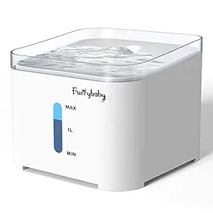 furrybaby Cat Drinking Water Fountain, LED Automatic Pet Water Dispenser with Water Level Window Ultra Quiet Indoor Intelligent Pet Fountain for Cats, Dogs with 2 Filters, 2L White (2L, Pure White)