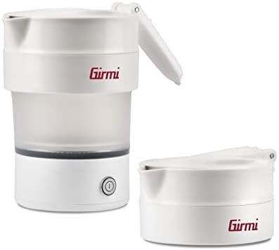 Girmi BL03 Bollitore Pieghevole da viaggio, Caraffa in Silicone, CapacitĂ 0,6 Litri, 600 W, Salvaspazio, BPA Free, Cavo removibile, Bianco