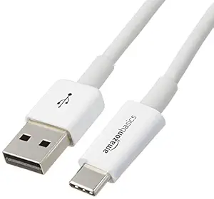 AmazonBasics USB Type-C to USB-A 2.0 Male Cable - 9 Feet (2.7 Meters) - White