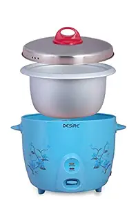 Desire 1 Ltr, 400-Watt Electric Rice Cooker with Steamer (Blue)