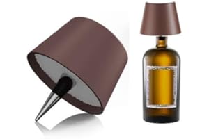 MU LIN Lámpara de tapón para botella, control táctil de 3 modalidades de temperatura de color, regulable, sin cable recargable, para salón, dormitorio (marrón)