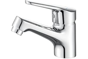 Ibergrif Monomando Lavabo – Latón Cromado Plata, Grifo de Baño Frío/Caliente, Conexión EU 3/8″, Instalación Exprés, M11050