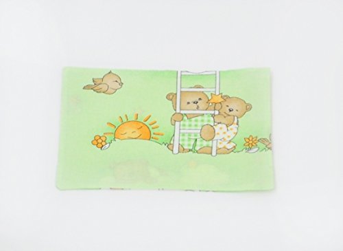 Pram, cot, crib PILLOWCASE approx. 25x35cm, nursery bedding, toddler, baby (pattern: bears in heaven_lightgreen)