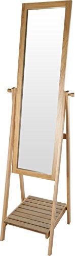 Schwenkbarer Holz Stand Spiegel - 175 cm / mit Ablage - Ankleidespiegel Ganzkörperspiegel Garderobenspiegel