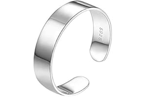Silvora Bague Argent Femme Large 925 Anneau Ouvert Homme Jonc Réglable Ajustable Silver Plat Personnalise Prenom Lisse Mat-5/10/15 mm Cadeau Noel Saint Valentin Anniversaire Fetes des Meres