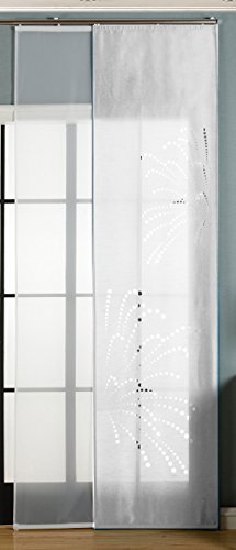 2er-Pack Schiebegardine Flächenvorhang Rodez Lasercut Wildseide Optik Voile , Weiß, 245x60 cm (HxB) inkl. Paneelwagen und Beschwerungsstangen, 165640