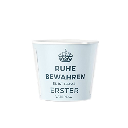 Blumentopf (ø16cm) | Geschenk zum ersten Vatertag mit Rahmen für zwei Baby Fotos (10x15cm) | Ruhe bewahren es ist Papas Erster Vatertag - 2