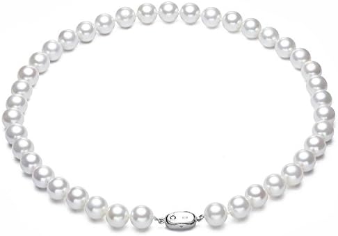Pearl Necklace, 925 Sterling Silver Simulated Pearl Necklace - Pearl Choker 16" Princess Length 18" and Long Pearl Necklace 20" - 3-LENGTHS AND 4-DIAMETERS OPTIONAL