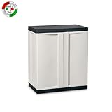 TOOMAX 90 x 77 x 46cm Top Line Large Storage Unit with 2 Doors/ 2 Adjustable Shelves - Grey/ Black