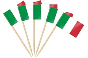 AhfuLife 100 Stück Italien Zahnstocher Flaggen, Italienische Deko Fahne Klein Mini Zahnstocher für 2024 EM Euro Eurovision Song Contest Olympische Cupcake Topper Toothpick Cocktail Partydeko Pub Deko
