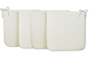 CHELY INTERMARKET Cojines de sillas 40x40x3cm Blanco Set de 4 unds para Cocina, Salon y terraza