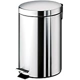 Gedy Argenta - Papelera redonda, 5 litros, con pedal, cromo brillo
