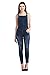 Jubination Ladies Damaged and Repaired Skinny Fit Classic Blue Denim Dungaree Jeans RS.859.00