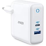 Anker PowerPort+ Atom III Kompaktes 60W PIQ 3.0 & GaN Tech USB-C-Wandladegerät, Doppel-Port mit PIQ 2.0 USB-A und 45W USB-C, 