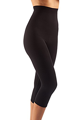 Farmacell 123 (Negro, L/XL) Faja Pantalon con cintura alta que cubre hasta la pantorrilla, con efecto masajeador