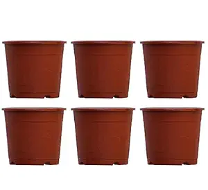 Fair Garden Solution Heavy Duty Plastic Plant Pot/Planter Pots - 6PCS Brown Color