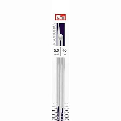 Prym Paire d'aiguilles à Tricoter Simples, métal, Multicolore, 5 mm, 40 cm de Long