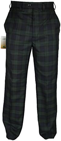 Country Terrain Mens All New Tartan Check Black Watch Formal Trousers Straight Legged Golf Pants Waist 30 – 48 Short Regular Long Traditional Scottish Bowling Bottoms Black Green Blue Checked