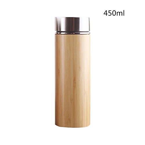 HUVE Tasse Thermos a? Cafe? Mug Isotherme de Voyage 500ml en Bambou Cuille?re en Bois en Bonus | Infuseur Fruit Bouteille | Bouteille Infusion Isotherme E?cologique