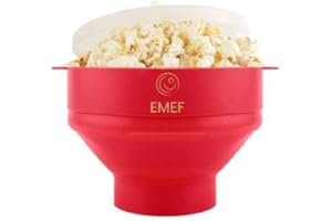 EMEF Microwave Popcorn Popper in an easy to make Popcorn Maker Collapsible Silicon Bowl (Red)