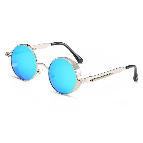 CVOO Polarized Sunglasses Men Steam Punk Round Sun Glasses For Women Polarized Goggle