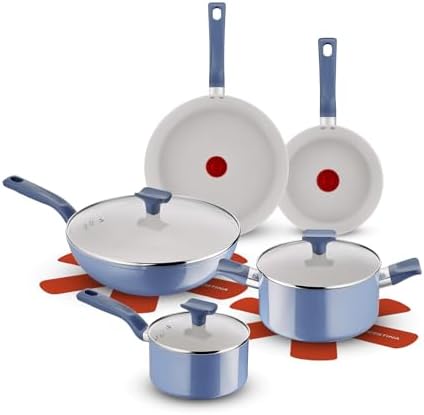 Lagostina Nettuno, Set di Padelle e Pentole Antiaderenti 12 Pezzi in Alluminio Riciclato, Rivestimento Mineralia, Indicatore di Calore Thermo-Signal, Manico Rivettato, Compatibili con Induzione