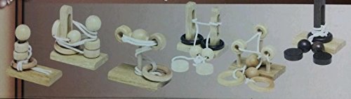 holzfuerkinder Lot de 6 Jeux de Farine en Bois pour Noeud, Puzzle en Bois, Jeu de Patience, Jeu de société