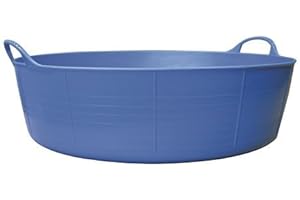 Red Gorilla 15L Small Shallow Flexible 2-Handled Recycled Tub in Blue Weather Resistant Suitable for Animal Horse Food Storage Preparation DIY Builders Gardening