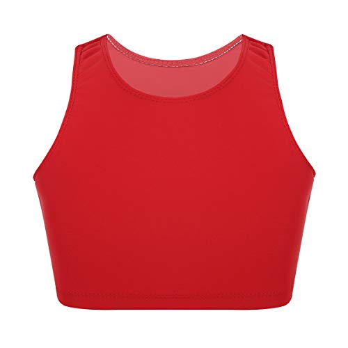 iixpin Fille Débardeur de Sport Haut de Danse Crop Top sans Manche Brassière T-Shirt Court Costume de Danse Yoga Gymnastique Fitness Musculation Dancewear 6-14 Ans