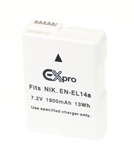 Ex-Pro    Nikon EN-EL14  EN-EL14  a       1800  mAh Ultra Capacity Power Plus   Lithium Li-Ion Batterie pour Appareil Photo Num  rique Nikon P7000  P7100  P7700  et DSLR D3000  D3100  D3200  D5000  D5100  D5200