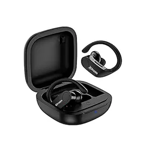 Xdropps Evolve True Wireless Earbuds with 9D Surround Deep Bass, IPX7 Water Resistant Earphones, Fast Charging, Voice Assistant, Ergonomic Ear Hook Design Bluetooth Earbuds with Mic (Charcoal Black)