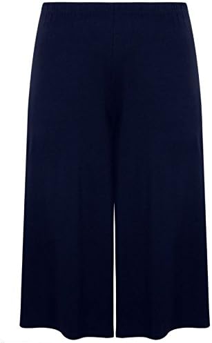 MISS n MAM New Ladies Women Pull On Soft Jersey Culottes Standard &amp; Plus Sizes 14-26 (24, Navy)
