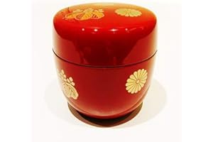 Nitto Sangyo Co., Ltd. Natsume - Caja de té Matcha Japonés (Rojo bermellón con decoratión Kodaiji Makie en Oro)