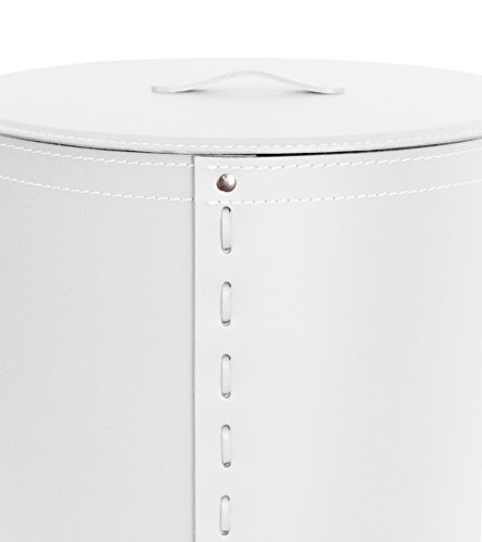 ROBY: Wäschekorb aus leder farbe Weiß, Wäschesammler Wäschebox Fassungsvermögen, mit abnehmbaren Baumwoll Leinwand. - 3
