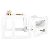 3 in 1 Multifunktionale Kindermöbel im Dreier Set bestehend aus einem Multifunktionalen Tisch und zwei Multifunktionale Kinderstühle oder ein Multifunktionales Nest von drei Couchtischen oder Beistelltischen für Erwachsene, aus massivem Buchenholz Weiß Lackiert - 5