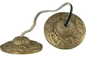 OSNICA Tingsha Cymbals Campane per meditazione tibetana buddista Yoga Campana in rilievo Manjira Instrument Spiritual Gifts 6 cm (Design 01)
