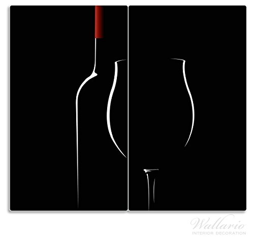 Wallario Herdabdeckplatte / Spritzschutz aus Glas, 2-teilig, 60x52cm, für Ceran- und Induktionsherde, Rotwein bei Nacht