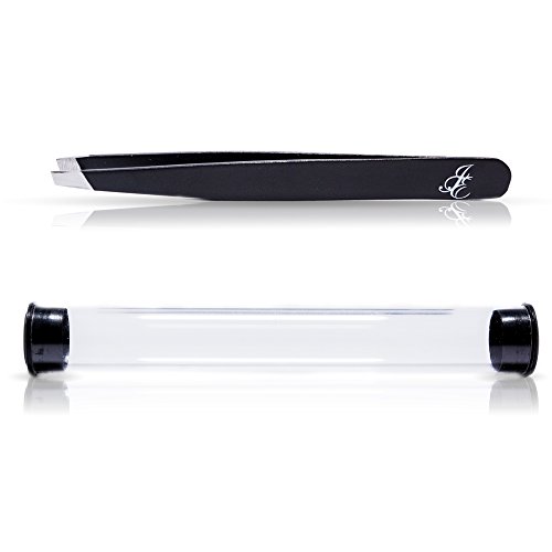Kosmetik Pinzette aus 100% rostfreien Edelstahl für die Augenbrauen, Gesichtshaare mit einer schrägen Spitze für eine bessere Haarentfernung – inklusive praktischer Aufbewahrungsbox
