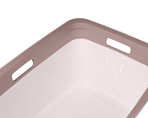 Wäschetruhe Set Wäschekorb Wäschepuff mit Belüftung Moda Vintage 60 Liter mit Deckel + 45 Liter Wäschesammler mit 4 Griffen - 9