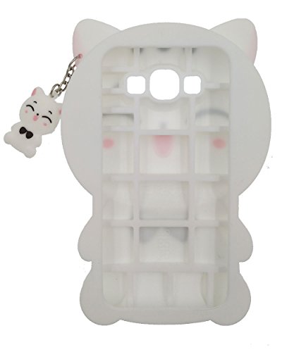 Samsung Galaxy A5  2015    J5  2015    E5 Funda  BENKER Im  genes de Dibujos Animados en 3D de Alta Calidad de Silicona Carcasa de Telefono  Gato Blanco Pluma Capacitiva Cristal Templado 
