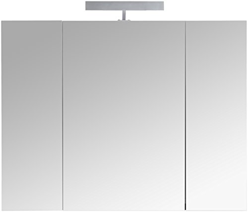 Eurosan 3-türiger Spiegelschrank, Superflach, Halogenaufsatzleuchte, Breite 80 cm, Weiß, Berlin, B80 - 2