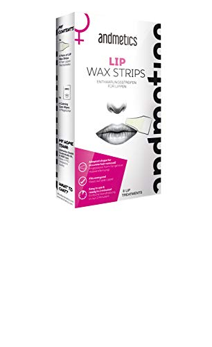 andmetics LIP wax strips: Lippen Kaltwachs Enthaarung Streifen fürs Gesicht, perfekte Form zum Wachsen der Oberlippe, ohne mit Warmwachs zu reizen